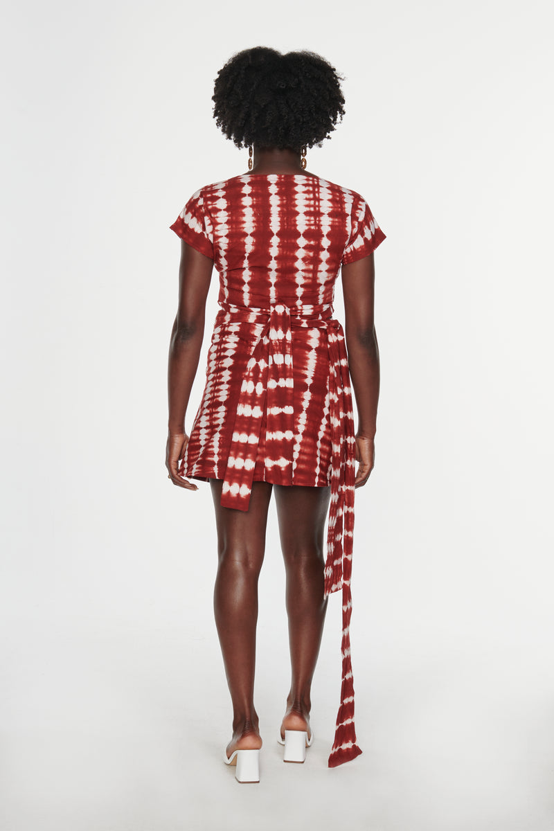 Hand-Dyed Deep Red Wrap Top – Artisanal Fit & Sustainable Elegance ...