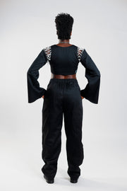 Loose Fit Cargo Trousers – Cargo Black / Deep Red - Female