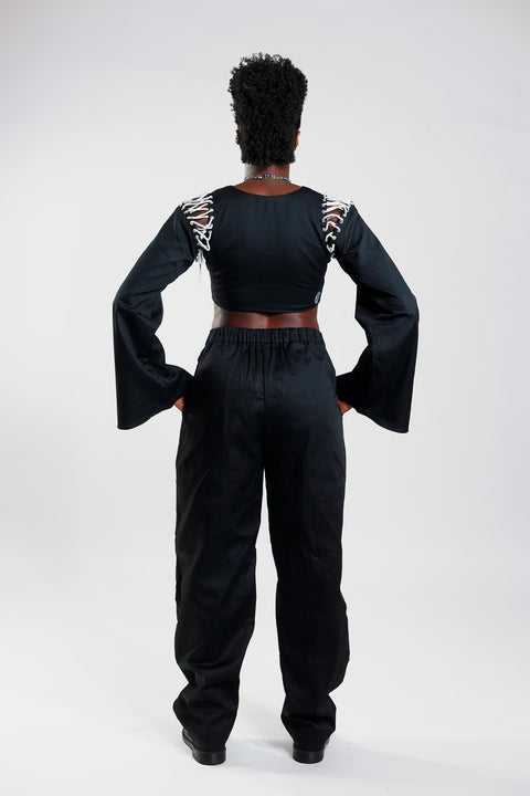 Loose Fit Cargo Trousers – Cargo Black / Deep Red - Female