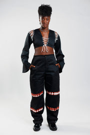 Loose Fit Cargo Trousers – Cargo Black / Deep Red - Female
