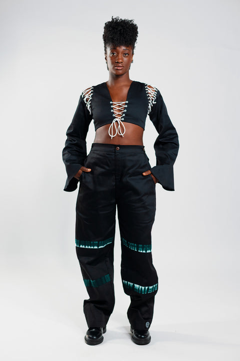 Loose Fit Cargo Trousers – Cargo Black / Deep Green - Female