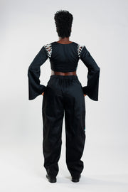 Loose Fit Cargo Trousers – Cargo Black / Deep Green - Female