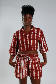 Cropped Resort Shirt – Deep Red - Female