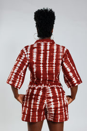 Cropped Resort Shirt – Deep Red - Female