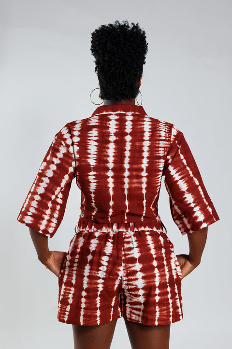 Cropped Resort Shirt – Deep Red - Female