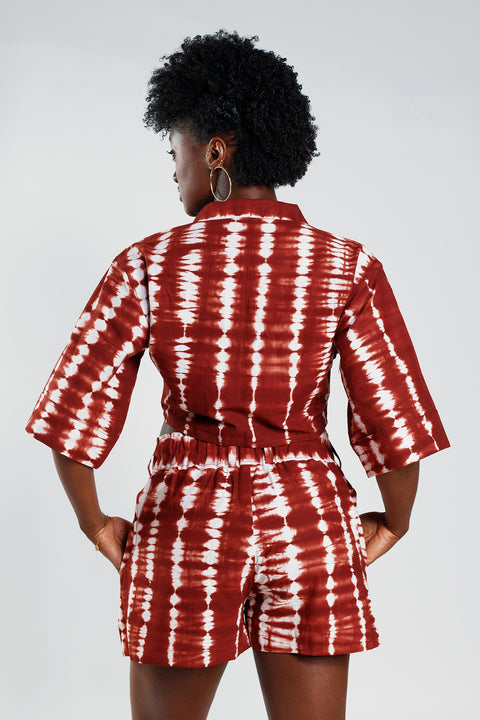 Cropped Resort Shirt – Deep Red - Female