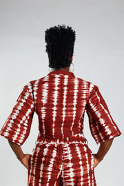 Cropped Resort Shirt – Deep Red - Female