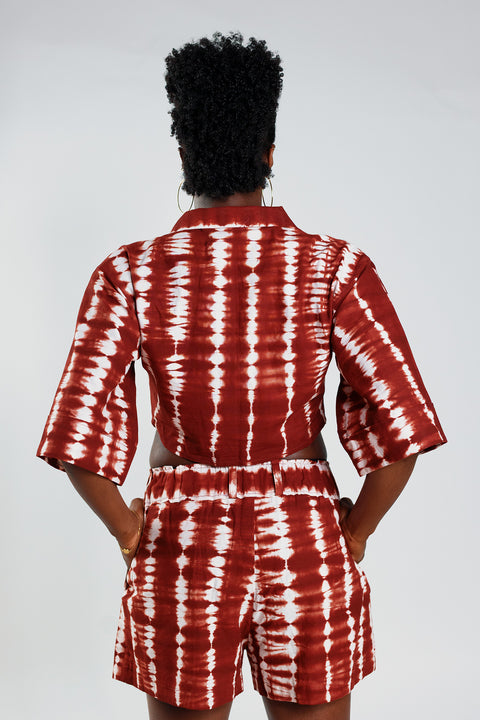 Cropped Resort Shirt – Deep Red - Female