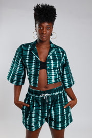 Cropped Resort Shirt – Deep Green - Female