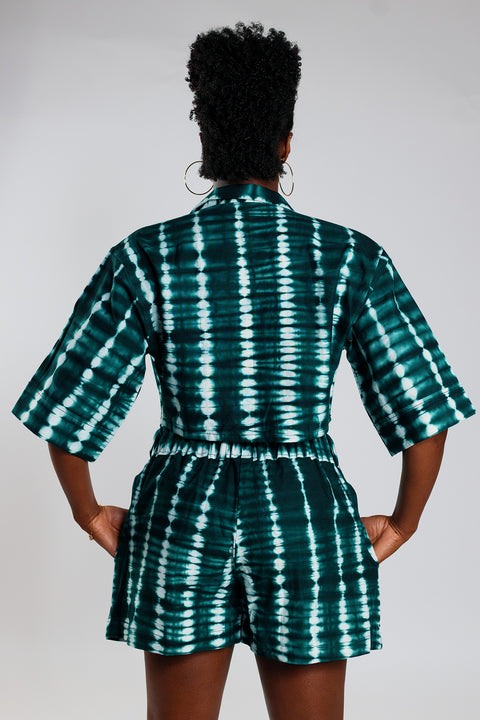 Cropped Resort Shirt – Deep Green - Female