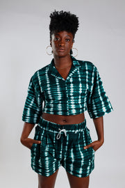 Cropped Resort Shirt – Deep Green - Female