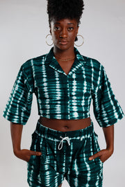 Cropped Resort Shirt – Deep Green - Female