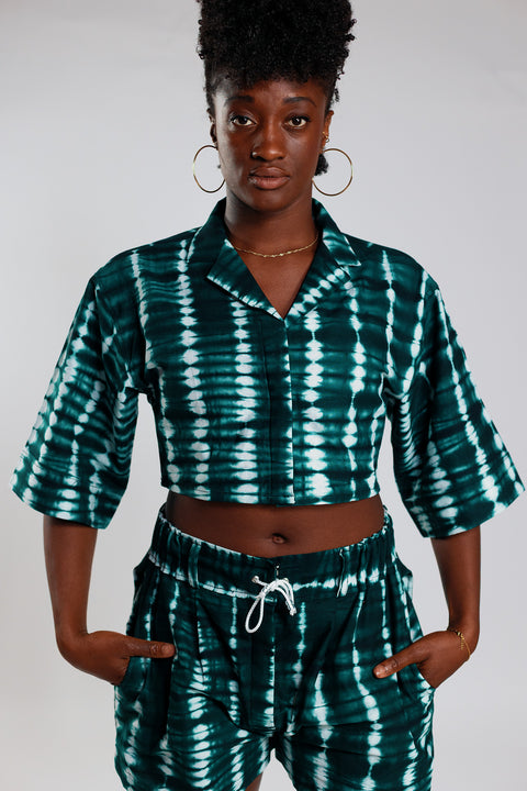 Cropped Resort Shirt – Deep Green - Female