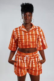 Cropped Resort Shirt – Orange - Female
