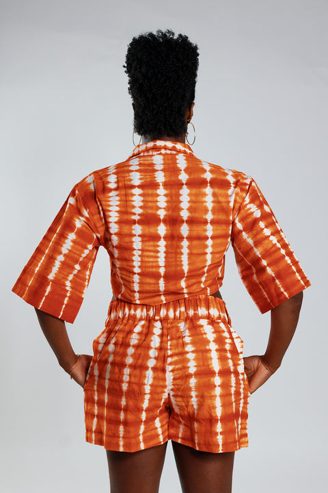 Cropped Resort Shirt – Orange - Female