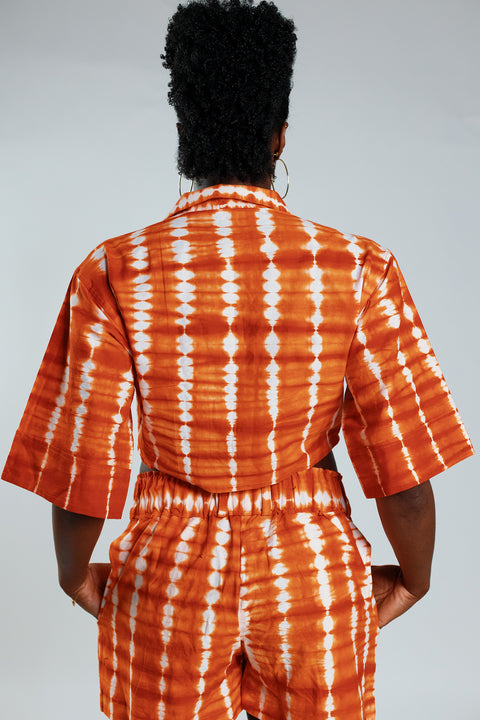 Cropped Resort Shirt – Orange - Female