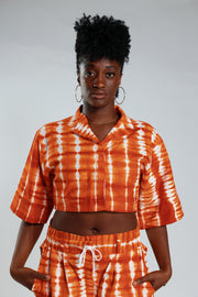 Cropped Resort Shirt – Orange - Female