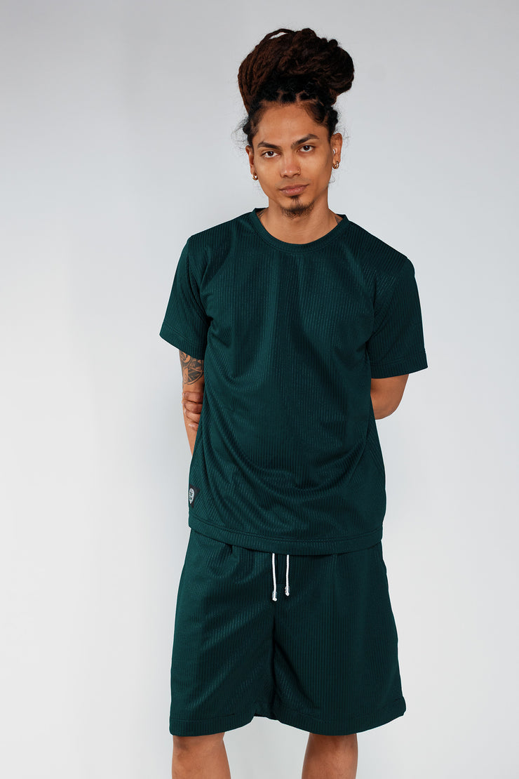 Resort Shorts – Green Rib fabric - Unisex