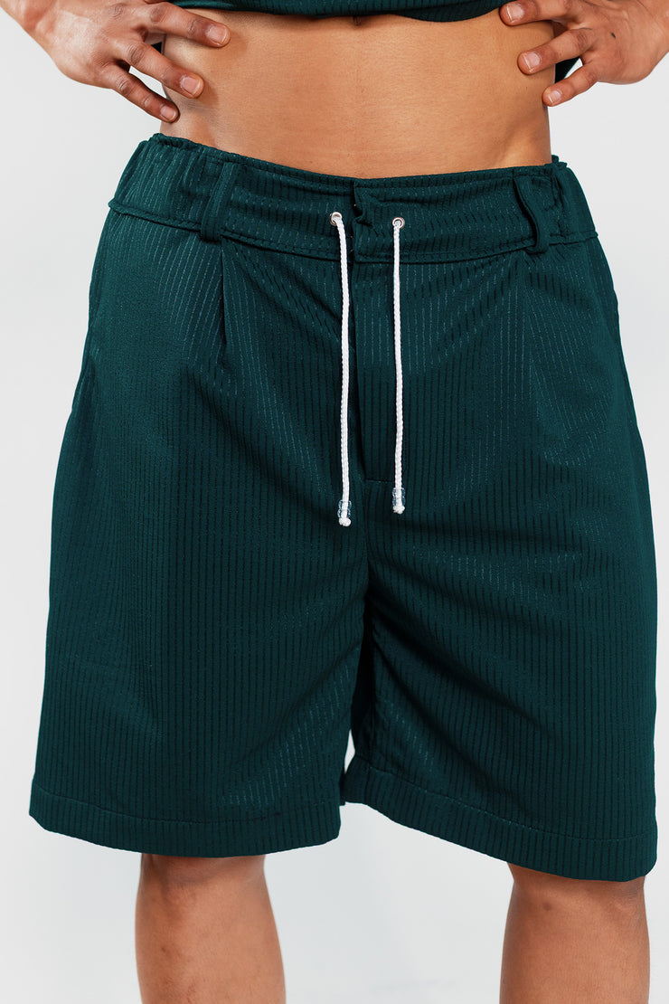 Resort Shorts – Green Rib fabric - Unisex
