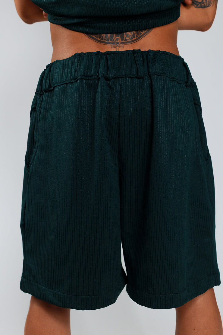 Resort Shorts – Green Rib fabric - Unisex
