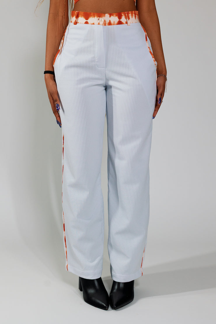 Flared Trousers – White Rib / Orange - Female