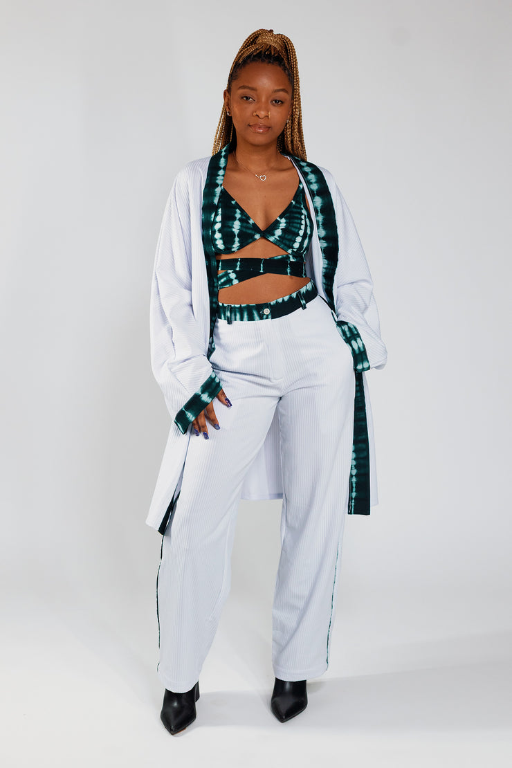 Kimono – White Rib / Deep Green - Female