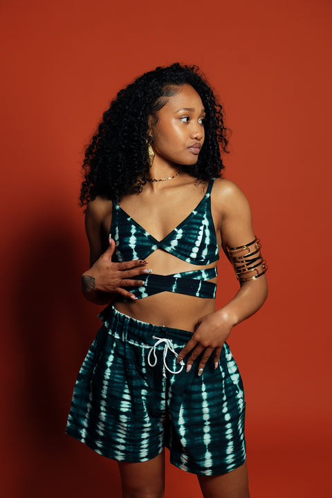 Deep Green Bra Top & Hotpants set