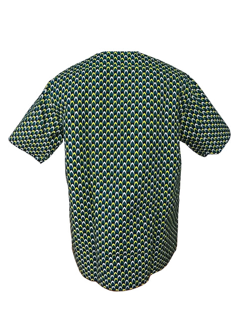 Button Neck Buba - Tagrin Green print - Unisex