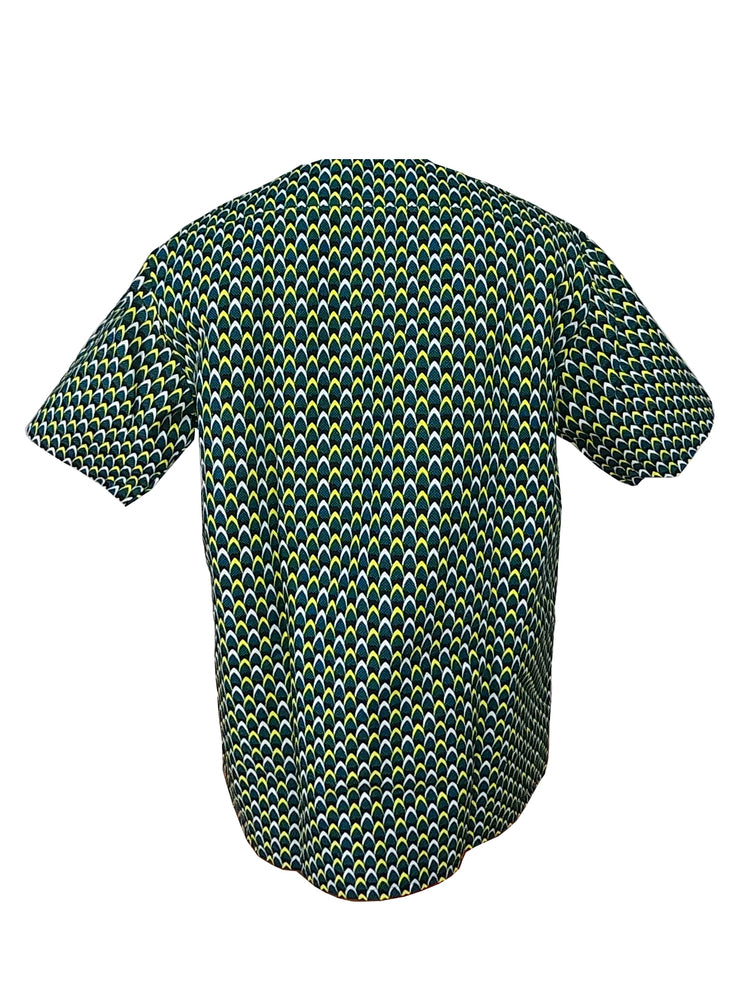 Button Neck Buba - Tagrin Green print - Unisex