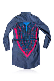 Banta Dashiki - Dark Denim Shirt Dress - Women's