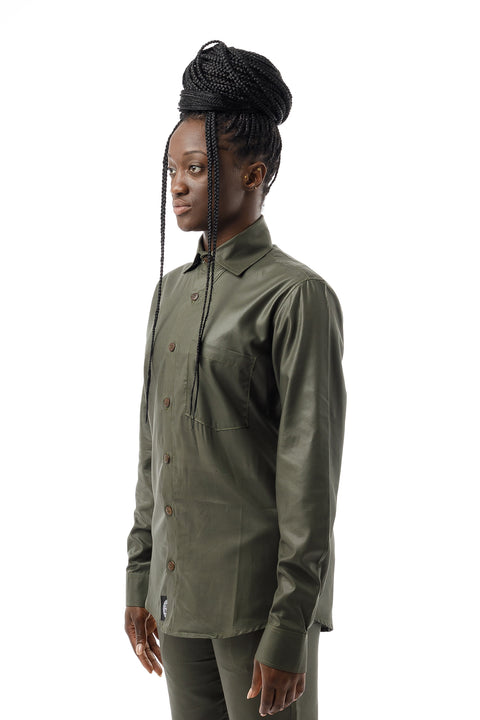 Long Sleeved Shirt - Army Green - Unisex