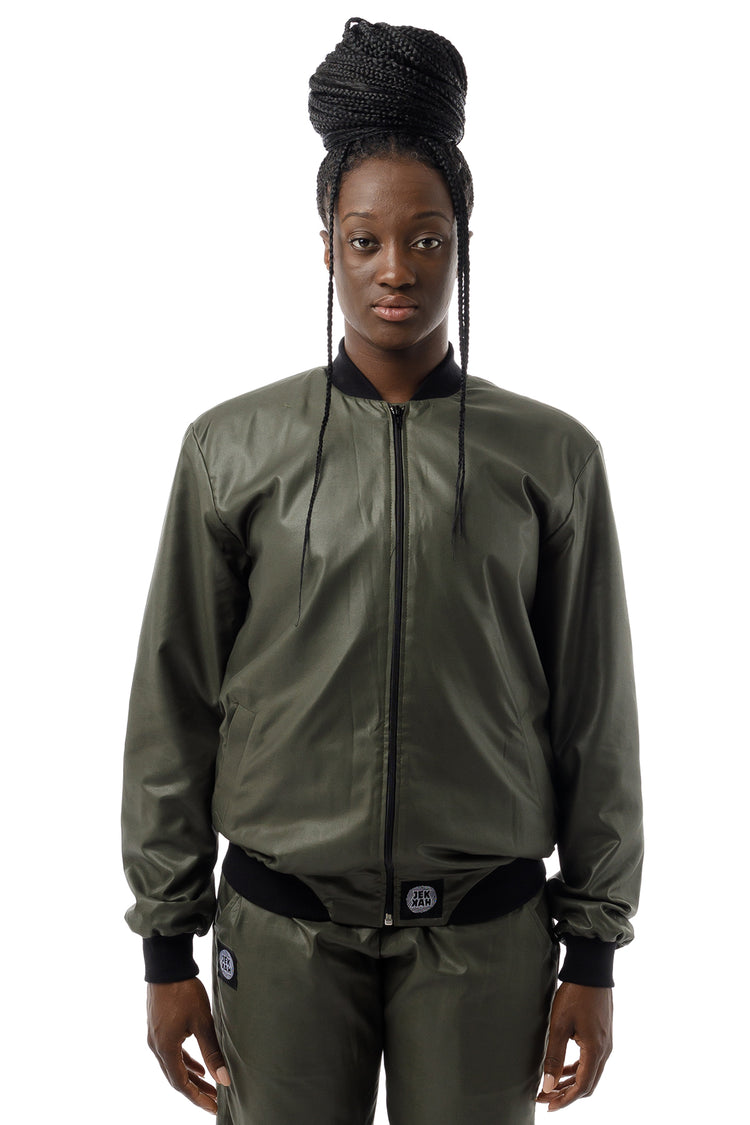 Authentic ☆本革☆短丈“bomber military jacket TRGreenBomberJacketcut-